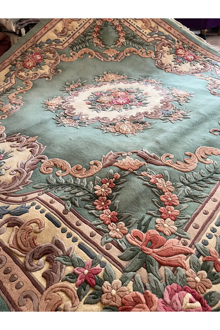 RD RAMAZAN DAG Hand Rug Art Hand-Woven Embossed Chinese Rug Premium Quality Green Color Size 250x250 - MALLTURK
