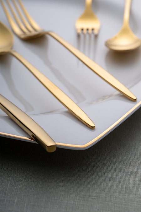 Emsan alisa 30 Piece 6 Place Setting parlak gold Boxed Flatware Set - MALLTURK