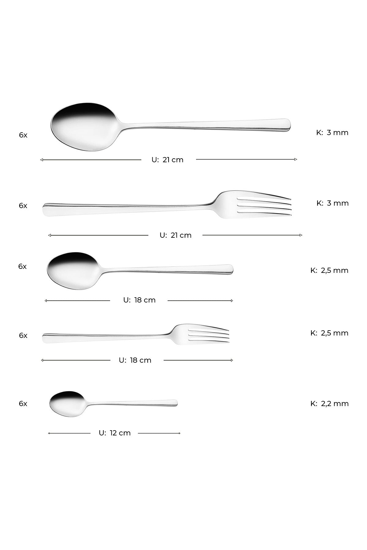 Emsan alfa 30 Piece 6 Place Setting Fork Spoon Set - MALLTURK