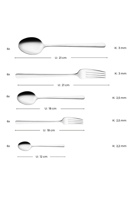 Emsan alfa 30 Piece 6 Place Setting Fork Spoon Set - MALLTURK