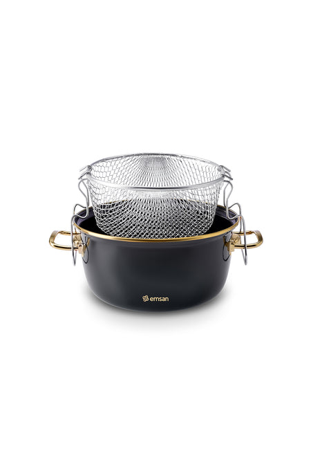 Emsan Nostalji Enamel Frying Pot Antrasit - MALLTURK