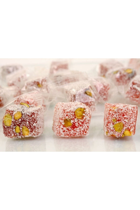 HANEZAN Pomegranate Flavored Flavored antepfistikli Double Roasted Turkish Delight 1 kg tek tek posetli - MALLTURK