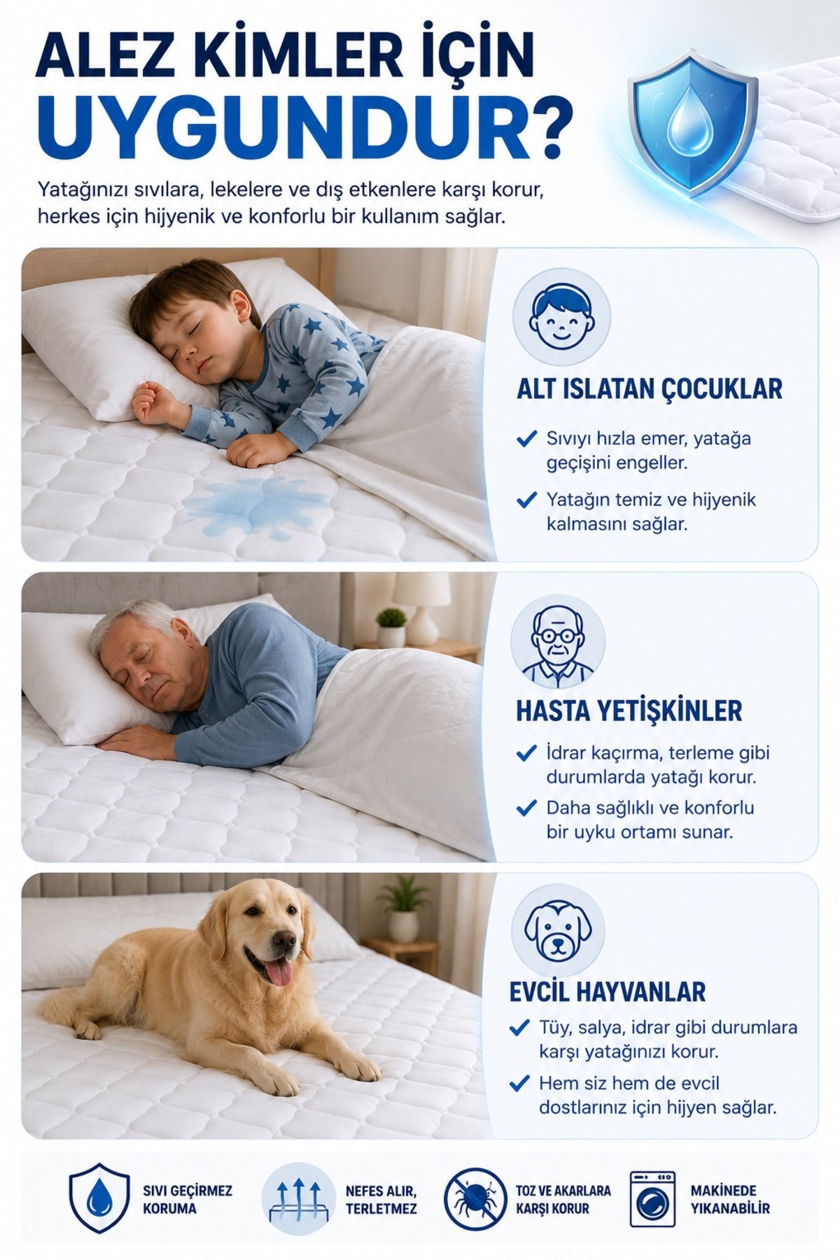 Mislina Home Waterproof Microfiber Quilted Fitted Baby & Kids Mattress Protector - MALLTURK
