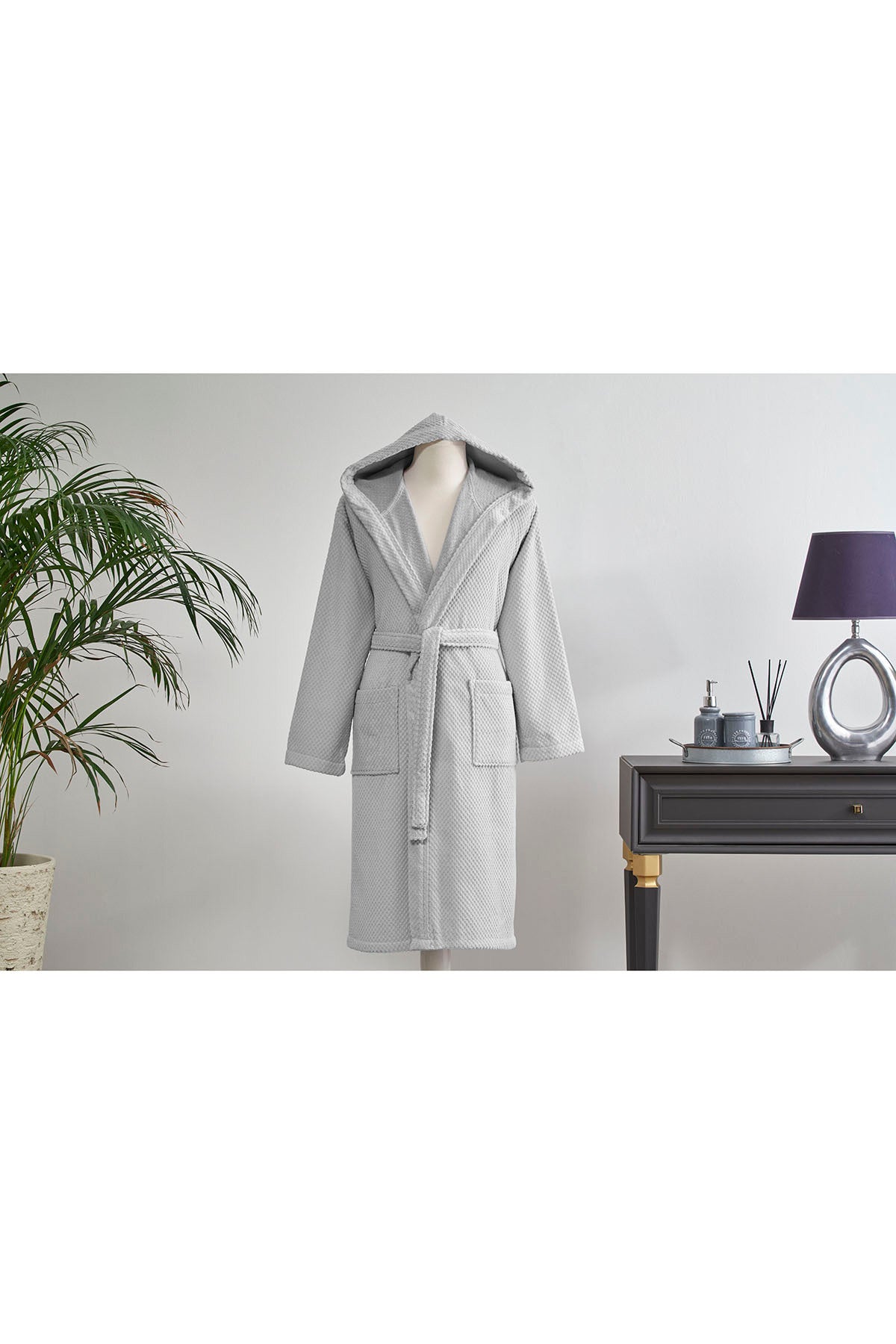 Ozdilek Bright Velvet Hooded Bathrobe - MALLTURK