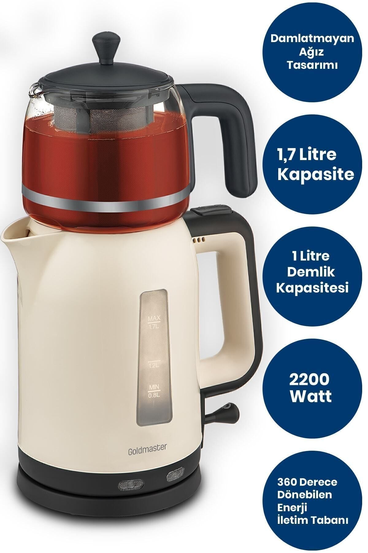 GoldMaster Dostane Glass Teapot BPA-Free Tea Maker and Water Kettle - MALLTURK