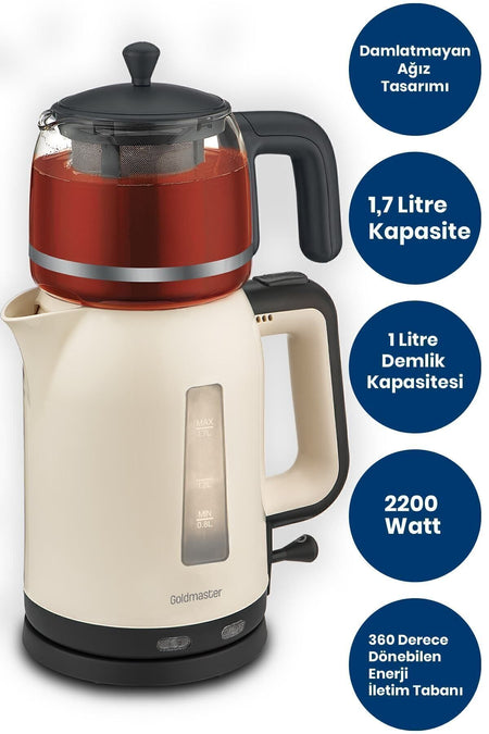 GoldMaster Dostane Glass Teapot BPA-Free Tea Maker and Water Kettle - MALLTURK