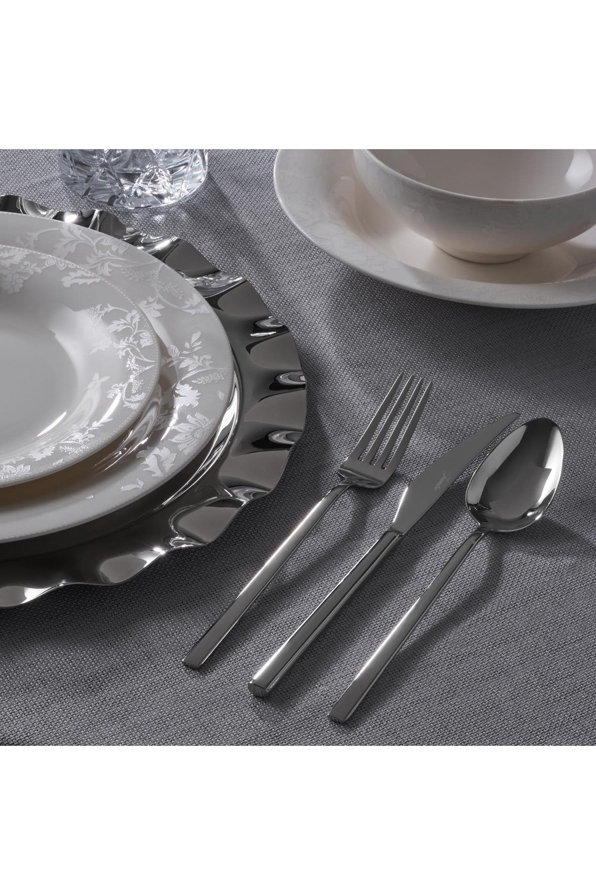 Jumbo 2001 84 Piece 12 Place Setting Steel Flatware Set - MALLTURK