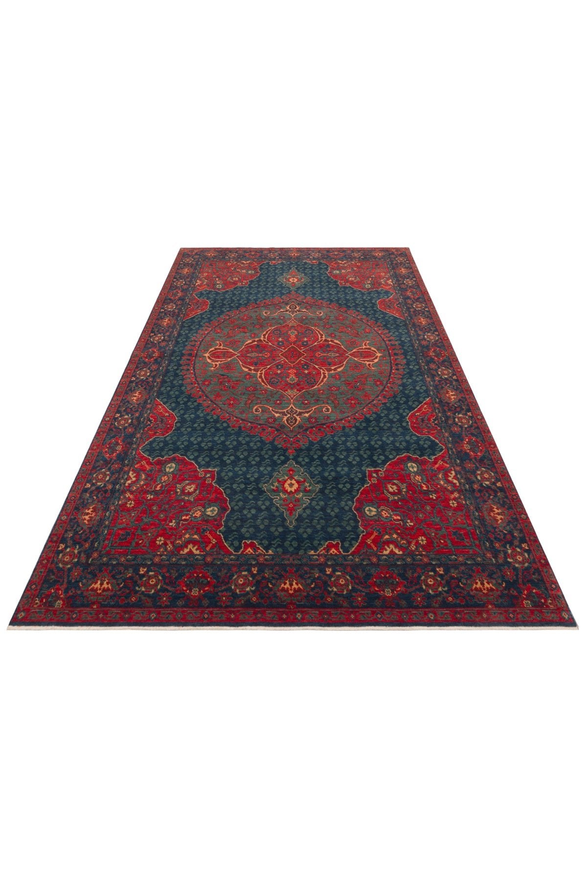 Nesem Rug Boutique Ekohali Kadim Kdm 03 Navy Anatolian Motifs Featuring New Zellanda Wool with Produced Handcrafted - MALLTURK