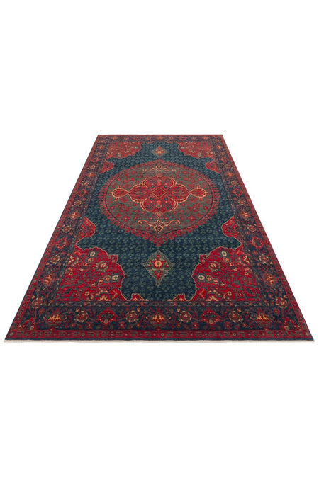 Nesem Rug Boutique Ekohali Kadim Kdm 03 Navy Anatolian Motifs Featuring New Zellanda Wool with Produced Handcrafted - MALLTURK