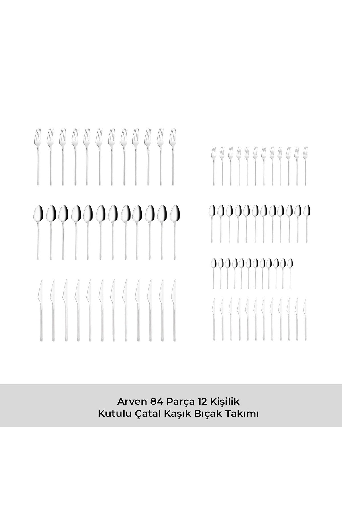 Emsan arven 84 Piece 12 Place Setting Boxed Flatware Set - MALLTURK