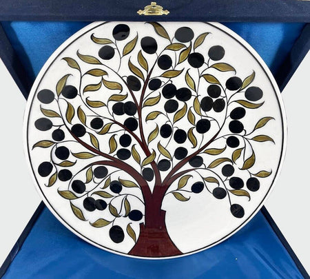 Cini Evi Olive Tree Patterned Iznik Tile Plate - MALLTURK
