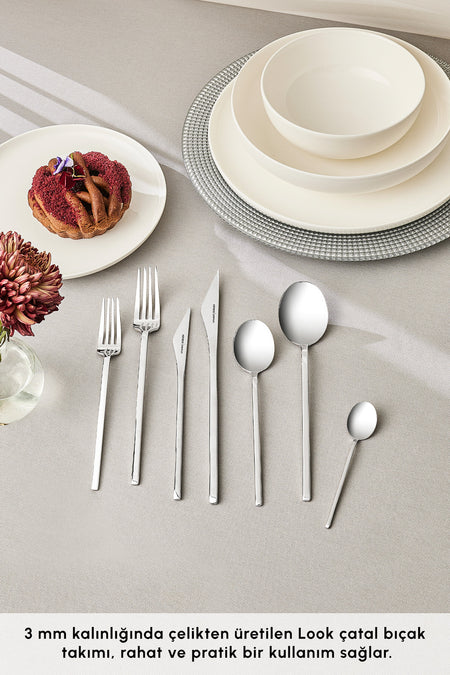 Karaca look 316 Steel 84 Piece 12 Place Setting premium Flatware Set Boxed - MALLTURK