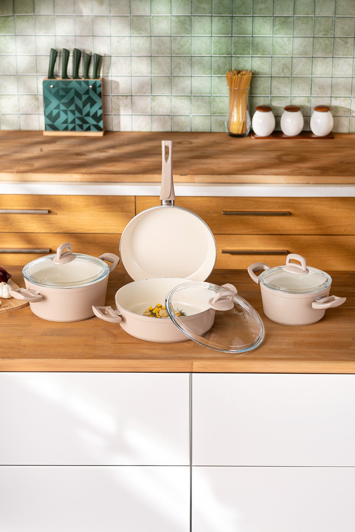 Emsan Crystal 7 Piece Cookware Set Rosegold - MALLTURK