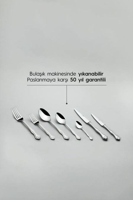 Nehir lalezar Plain 12 Place Setting 89 Piece deri Boxed Flatware Set - MALLTURK