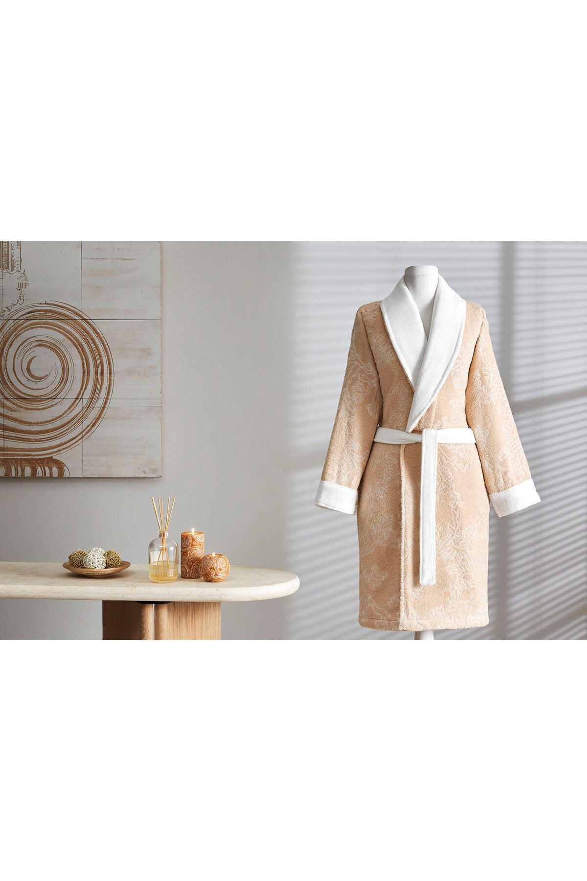 Ozdilek Finery Velvet Shawl Collar Bathrobe - MALLTURK