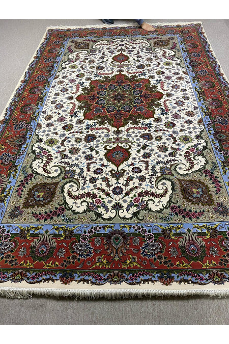 RD RAMAZAN DAG Hand Rug Art Hand-Woven Iranian Tabriz Rug Silk Fringe with Silk Weave Premium Quality Size 300x200 - MALLTURK