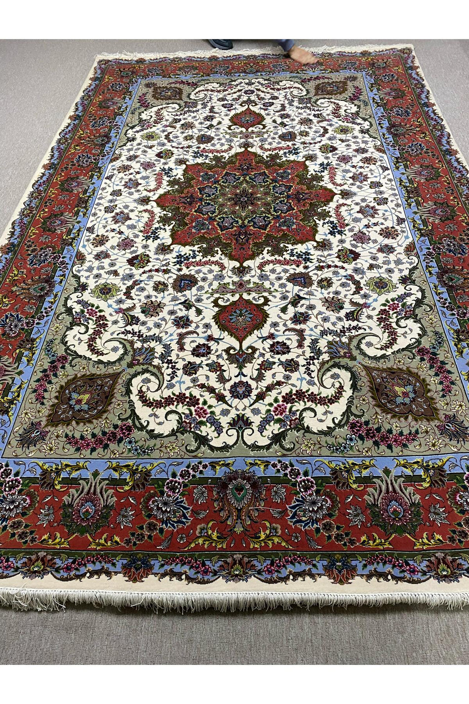 RD RAMAZAN DAG Hand Rug Art Hand-Woven Iranian Tabriz Rug Silk Fringe with Silk Weave Premium Quality Size 300x200