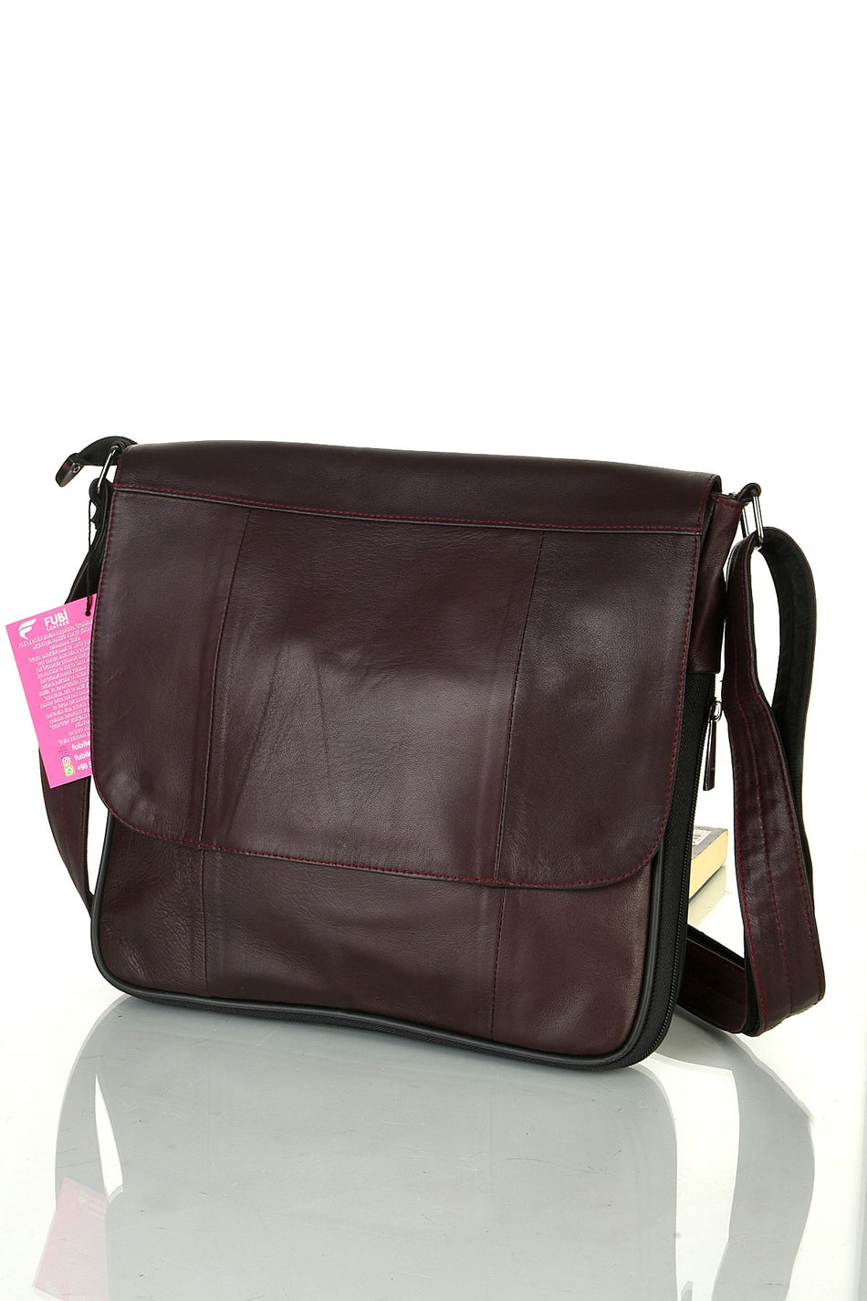 Fubileather Crossman Genuine Leather Gusseted Crossbody Messenger Bag