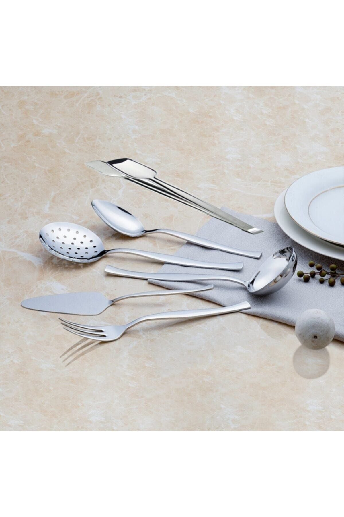 Nehir zarif Plain 6 Piece Serving Utensil Set - MALLTURK