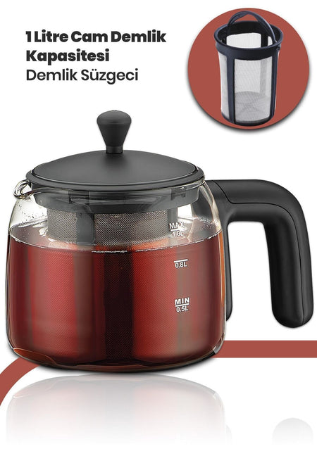 GoldMaster Trendcamelia 2200 Watt Glass Teapot BPA-Free Tea Maker and Water Heater - MALLTURK