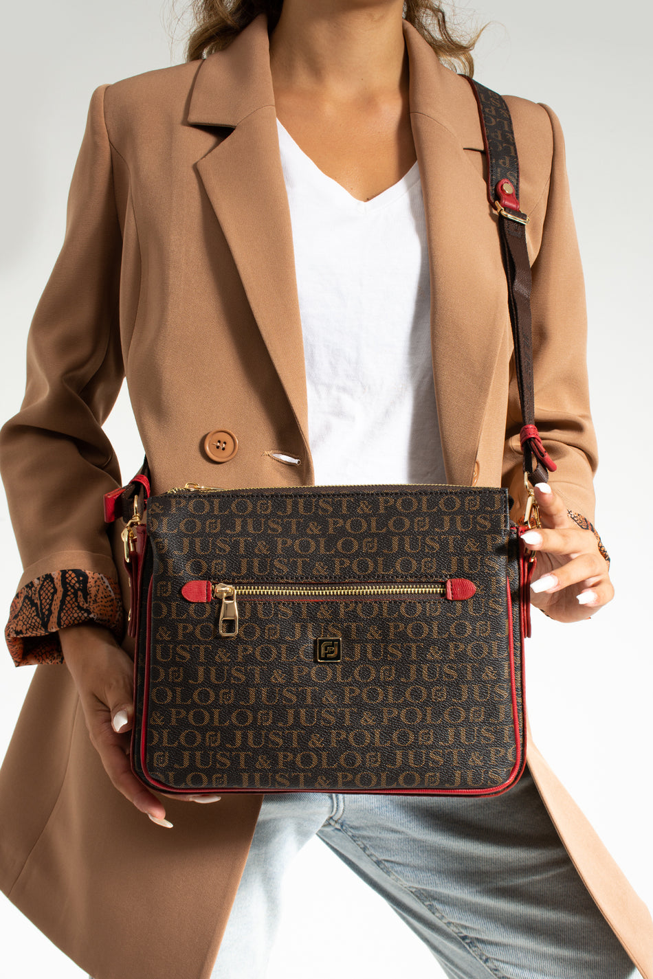 Just Polo Women's Crossbody and Shoulder Bag JPS2068M Brown Red - MALLTURK