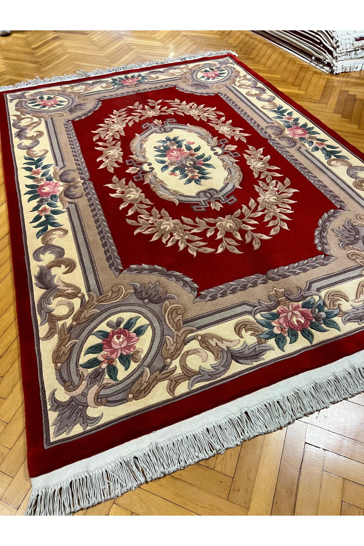 RD RAMAZAN DAG Hand Rug Art Hand-Woven Embossed Chinese Rug Premium Quality Wool Weave Red Color Size 240x170 - MALLTURK