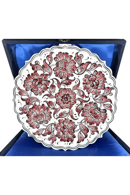 Cini Evi Lotus Motif 25cm Iznik Tile Plate - MALLTURK