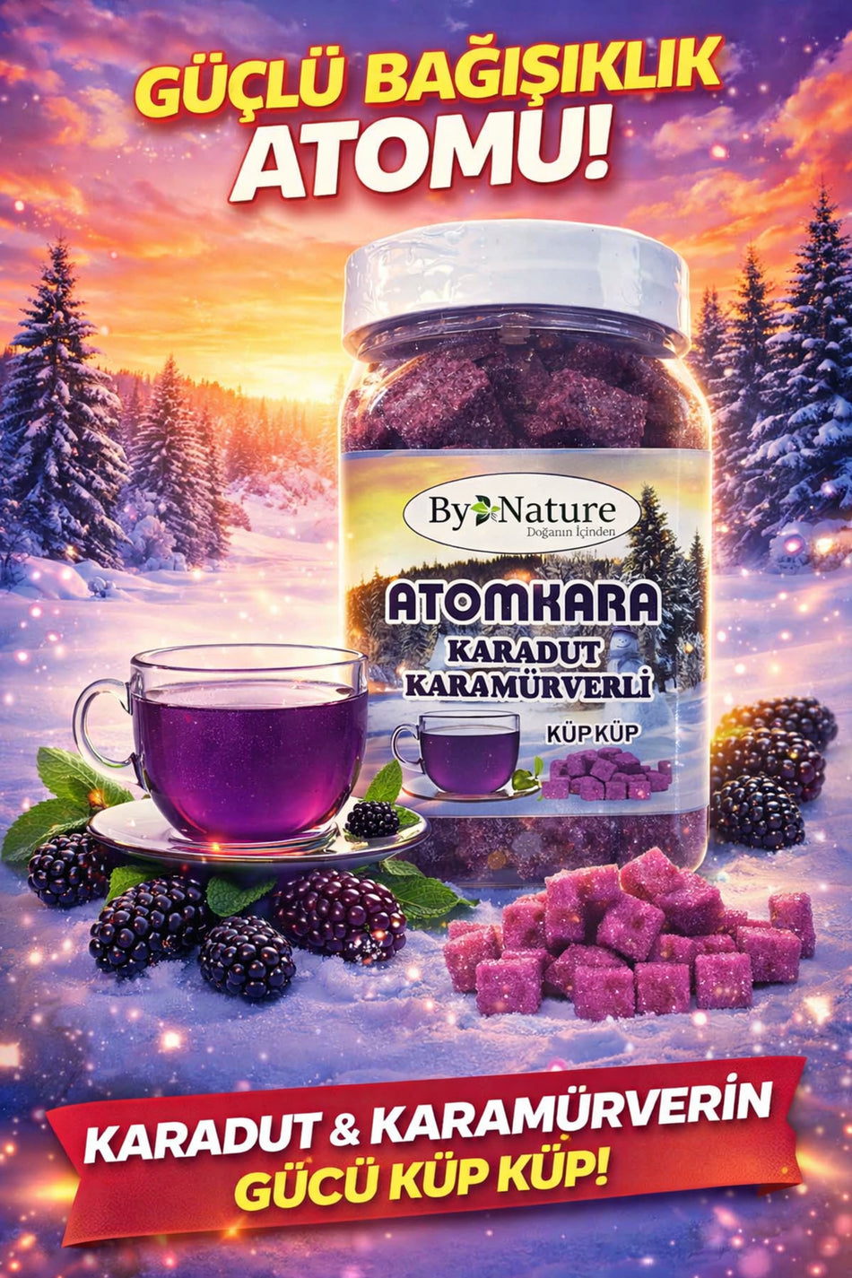 Bynature Atomkara Black Mulberry and Elderberry Atom Tea Winter Tea 200 GR