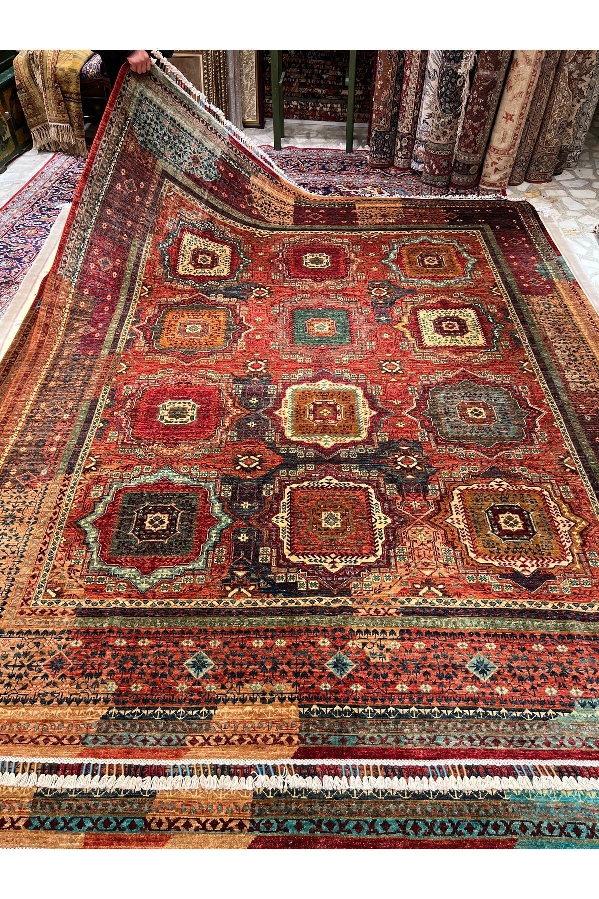 RD RAMAZAN DAG Hand Rug Art Hand-Woven Afgan Memluk Rug Size 302x252 - MALLTURK