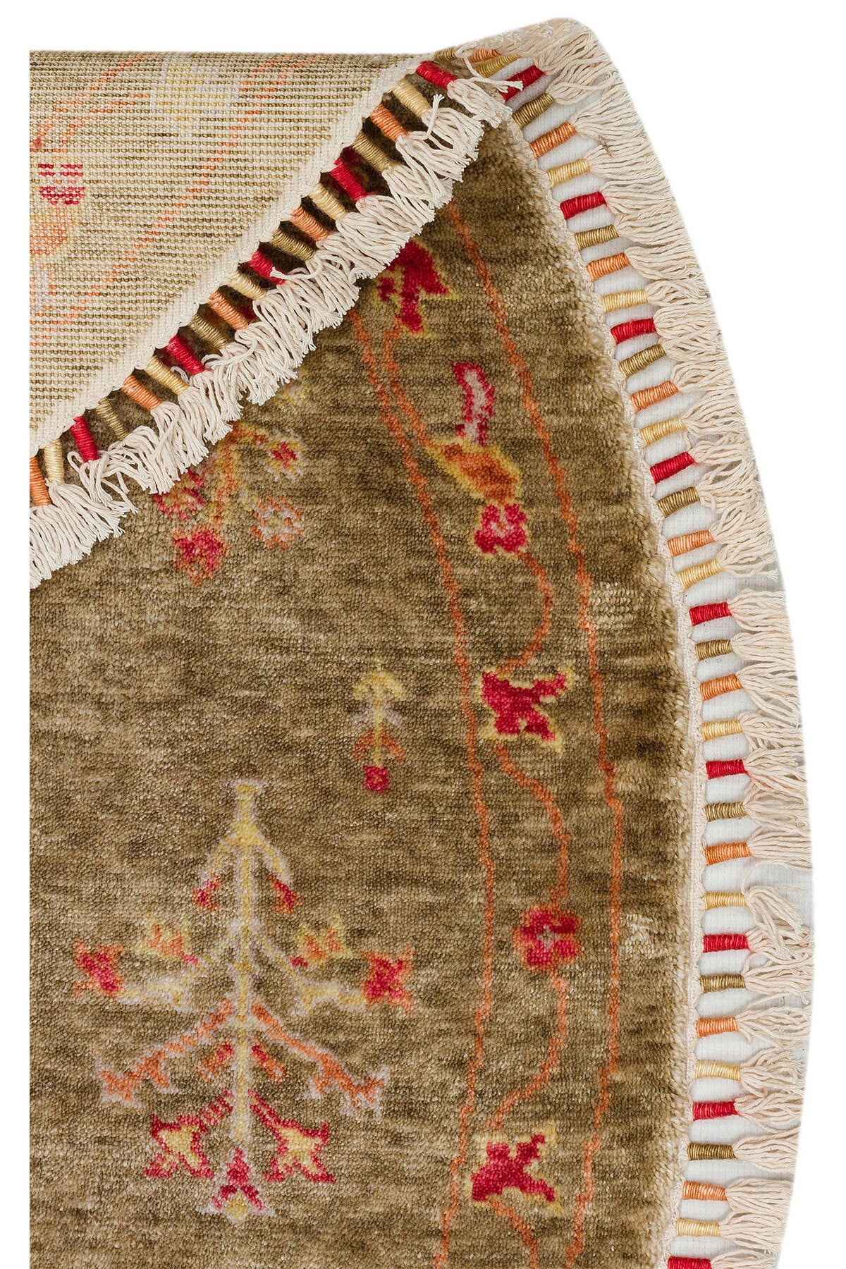 Eko Hali ZR 08 Green Autumn Round Carpet, a special loom carpet shaped by the intensive hand labor of women from Usak. - MALLTURK