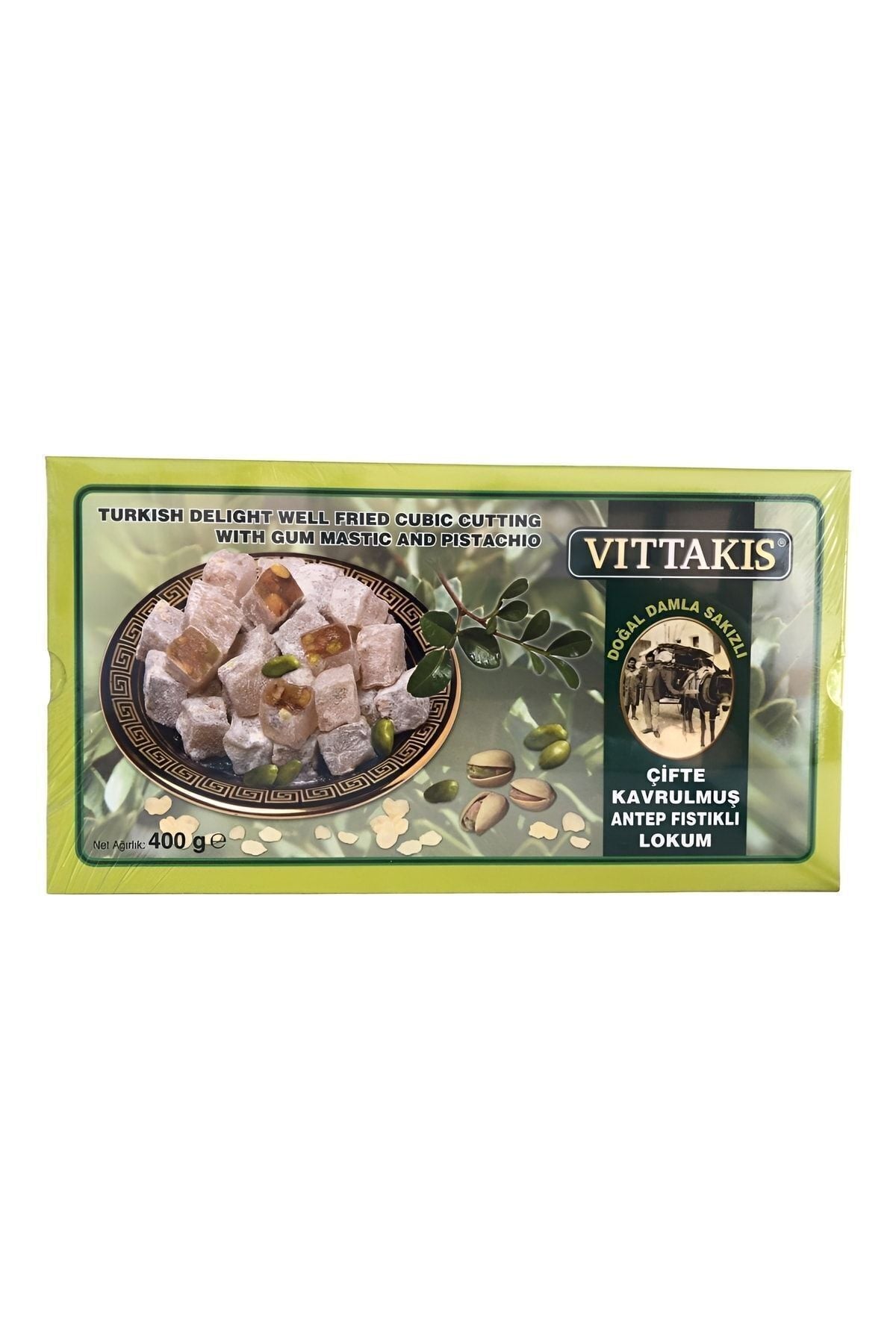 Damsak gida vittakis Mastic Flavored Pistachio Turkish Delight 400gr - MALLTURK
