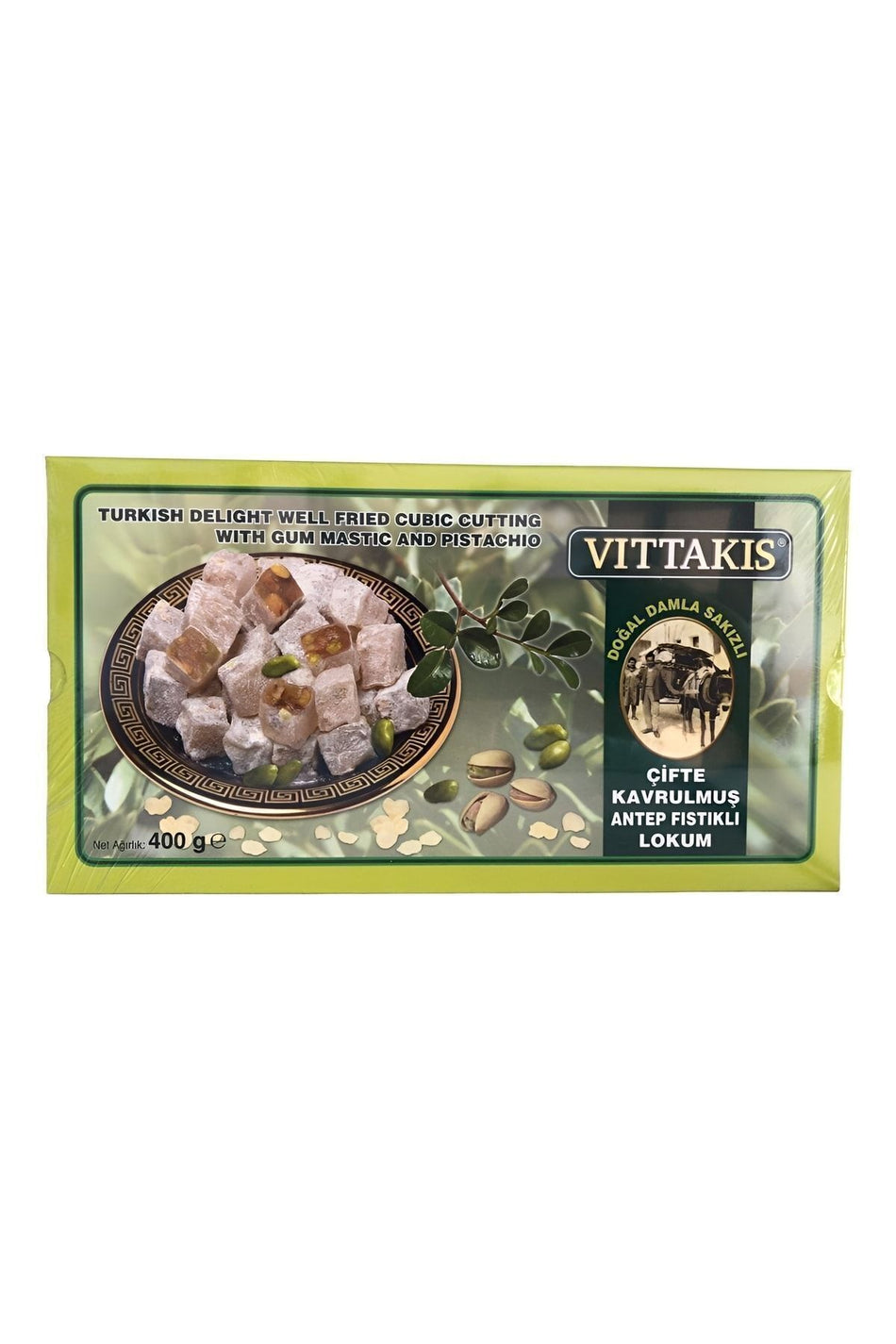 Damsak gida vittakis Mastic Flavored Pistachio Turkish Delight 400gr - MALLTURK