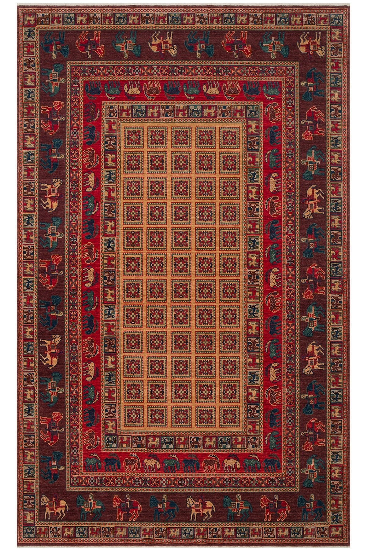 Cool Rug Mardin Brown Hand-Woven Ethnic Bordered Anatolian Motif Antique Timeless Vintage Living Room Living Room Rug - MALLTURK