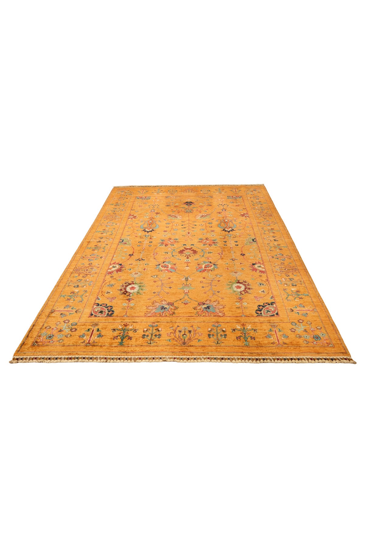 Vog Rug Sultani Handcrafted Anatolian Pattern Pattern Orange Fringed Modern and Traditional Living Room Rug