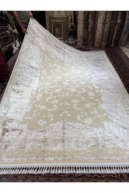 RD RAMAZAN DAG Hand Rug Art Hand-Woven Silk Blend Usak Rug Special Weave Size 300x200 - MALLTURK