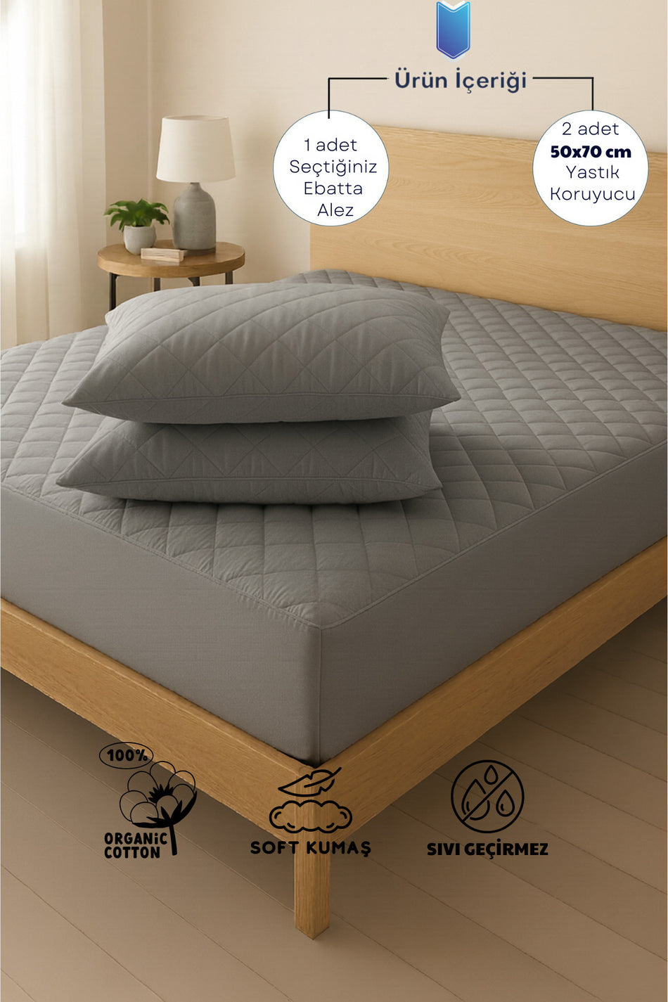 Formeya Pamukkale Waterproof Cotton Quilted Pillow Protector - MALLTURK