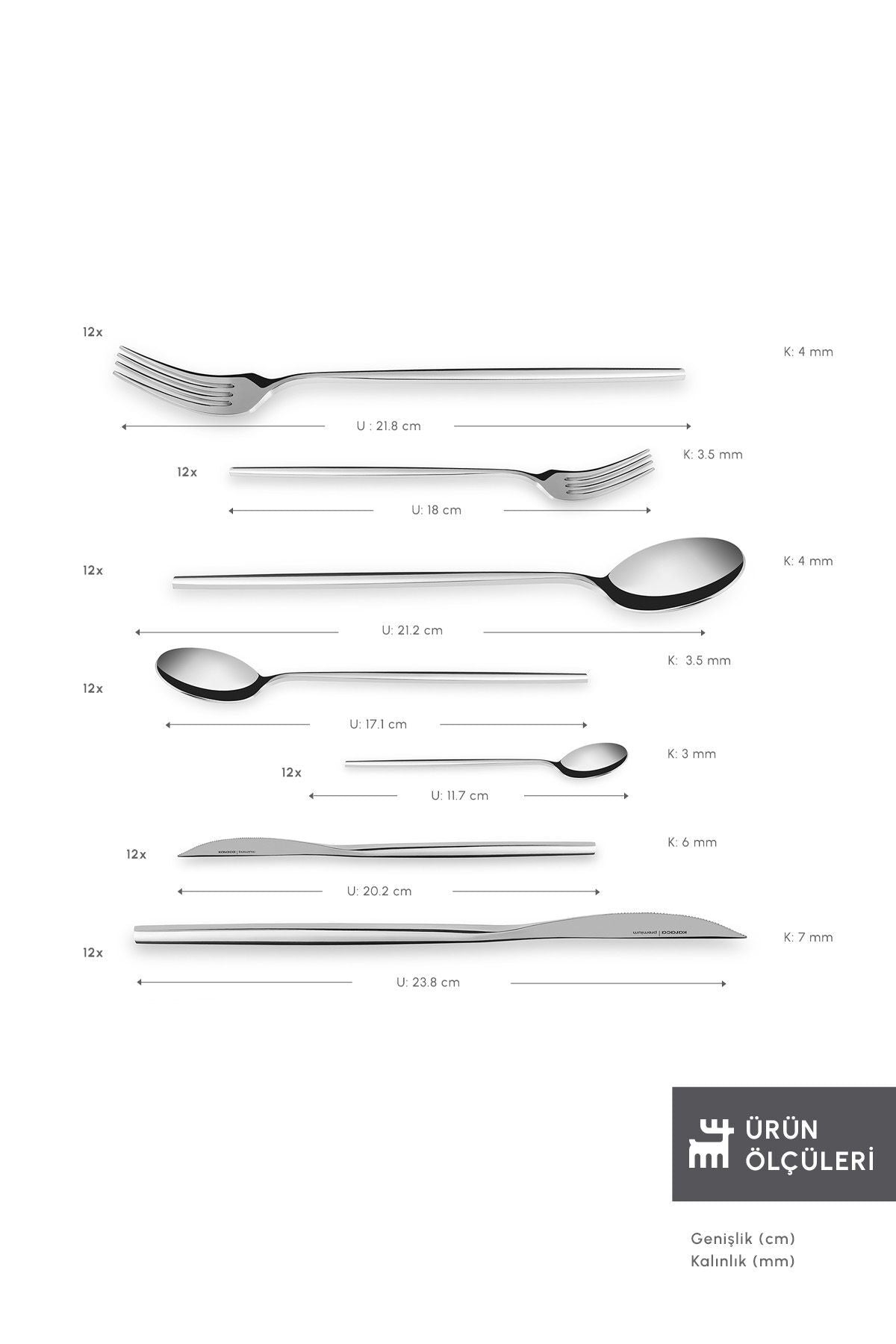 Karaca mild 316 Steel 84 Piece 12 Place Setting premium Flatware Set - MALLTURK