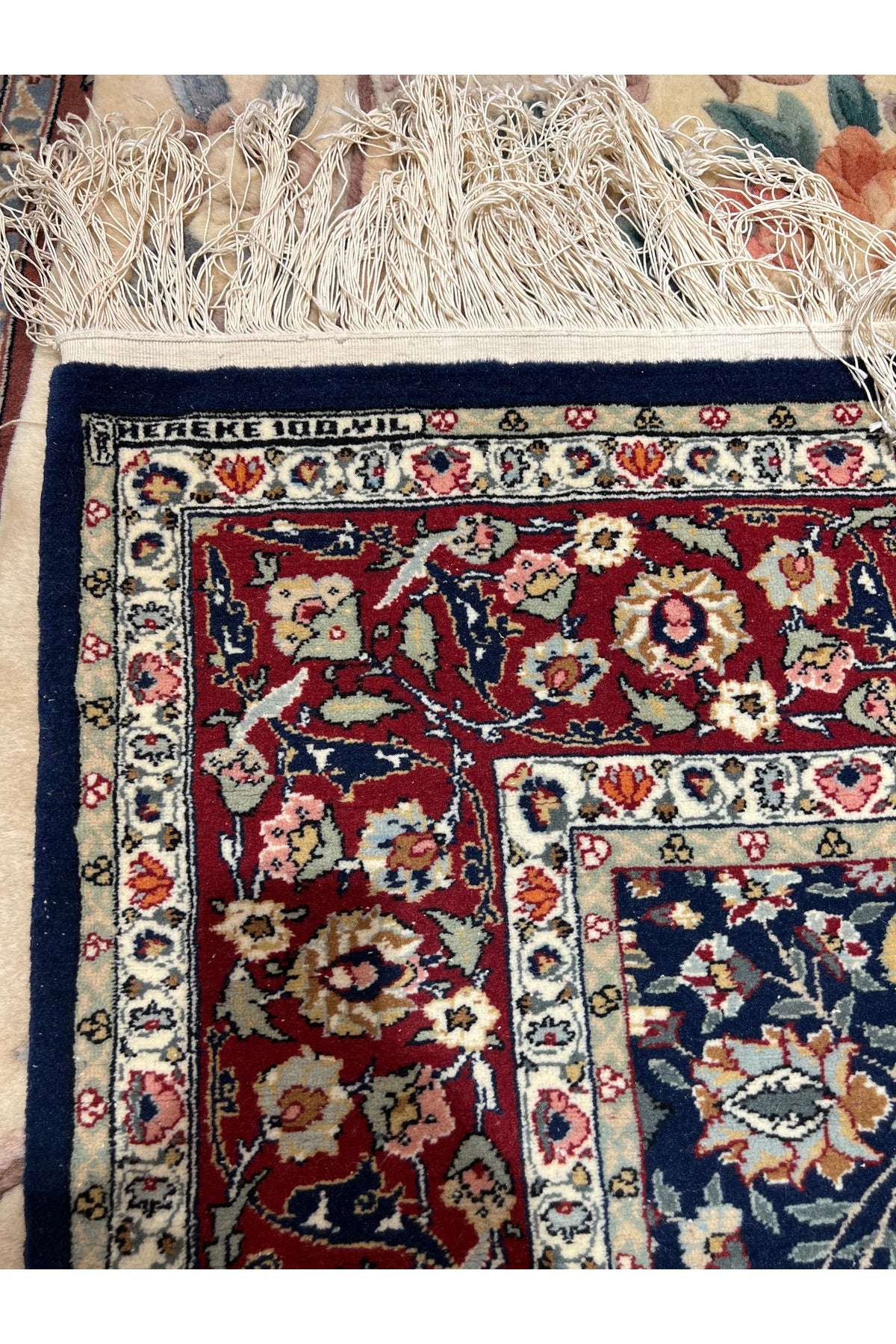 RD RAMAZAN DAG Hand Rug Art Hand-Woven Sumerbank Hereke Rug 100.Anniversary Series Seven Mountains Flower Design Size 207x1.53 - MALLTURK