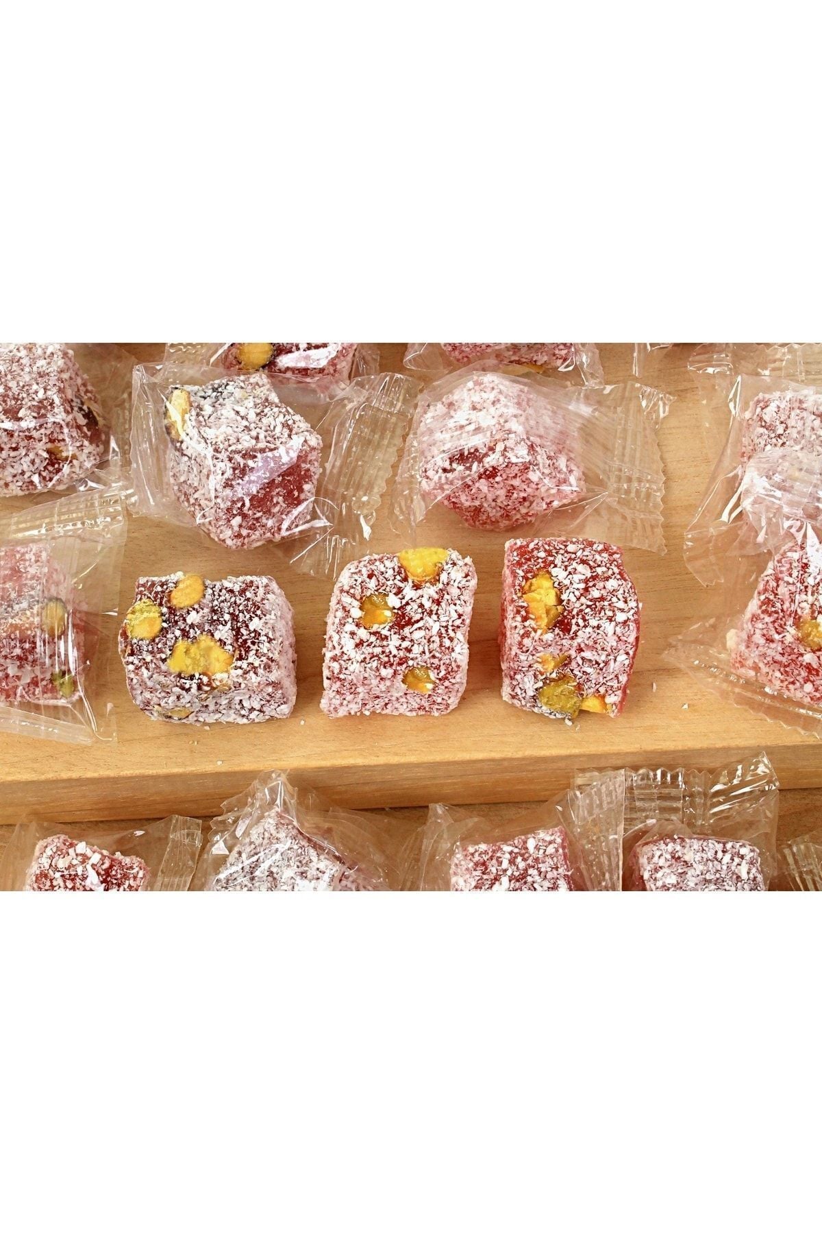 HANEZAN Pomegranate Flavored Flavored antepfistikli Double Roasted Turkish Delight 1 kg tek tek posetli - MALLTURK