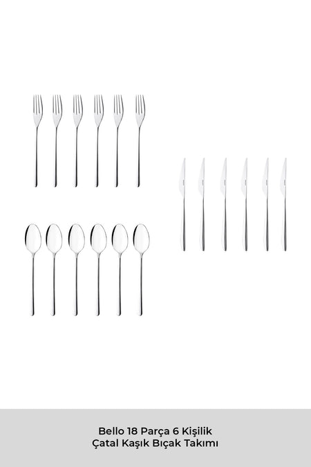 Emsan bello 18 Piece 6 Place Setting Flatware Set - MALLTURK