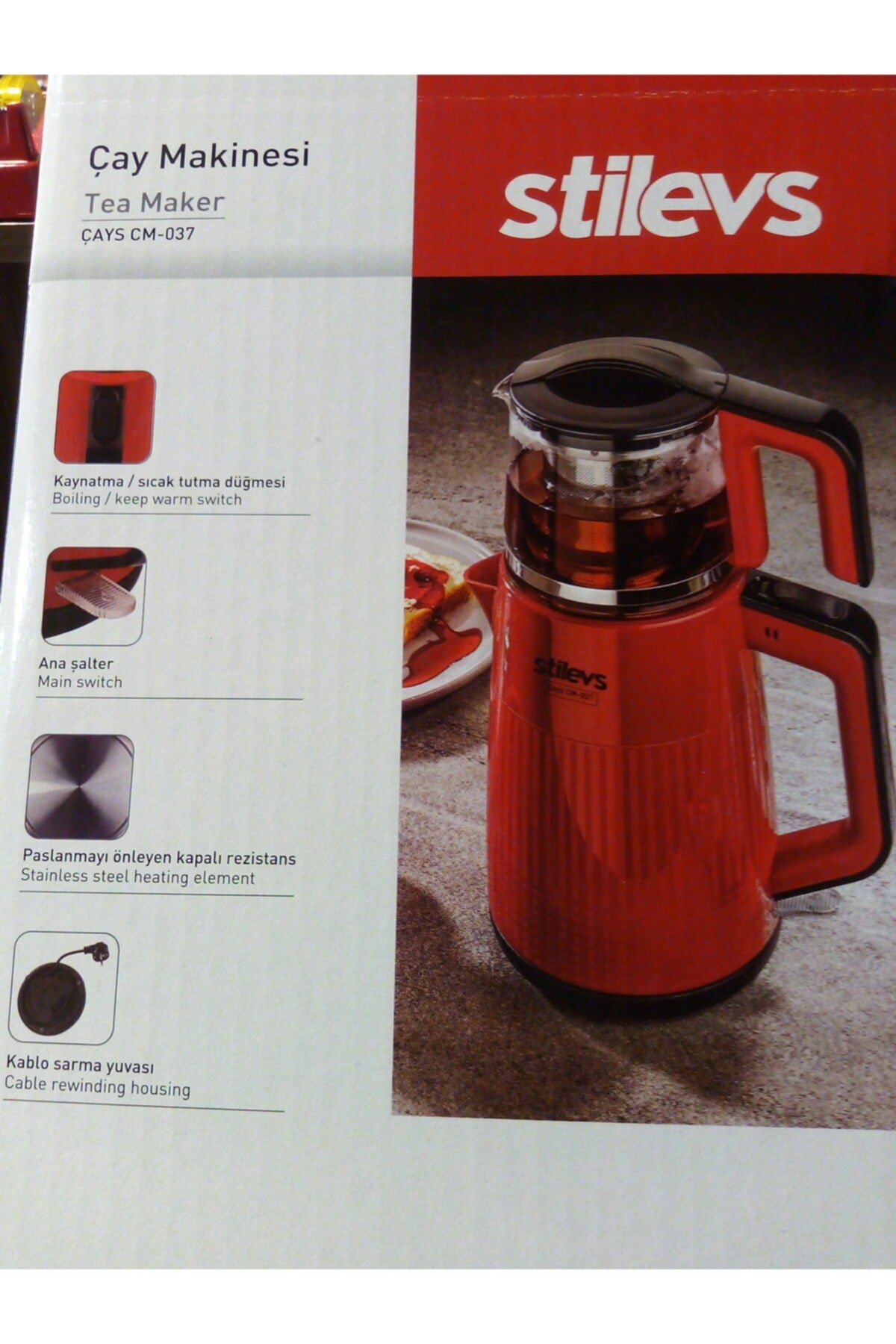 Stilevs CM-037 Glass Tea Maker, Red - MALLTURK