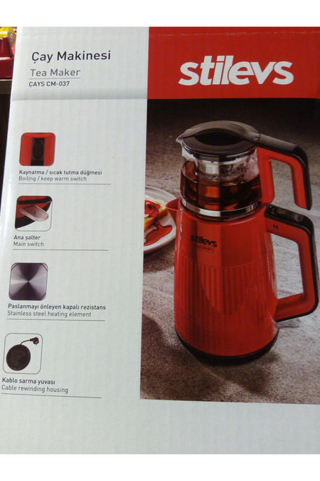 Stilevs CM-037 Glass Tea Maker, Red - MALLTURK