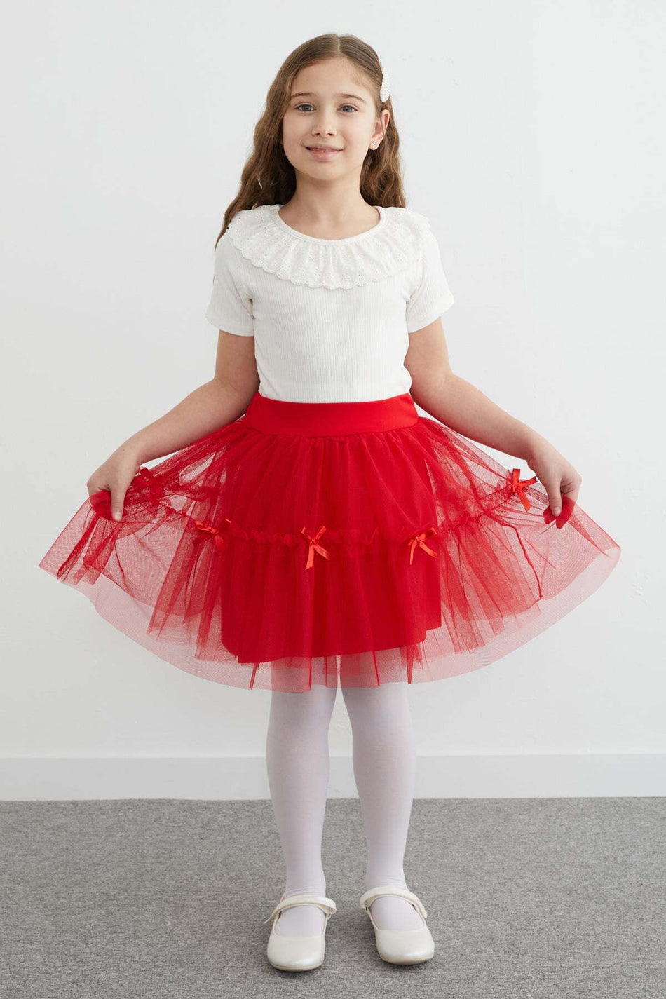 23 April Girls' Tulle Skirt with Elastic Bow - MALLTURK
