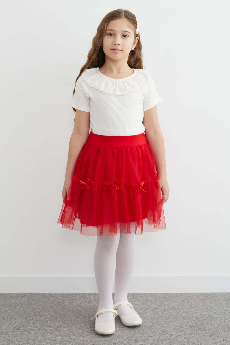 23 April Girls' Tulle Skirt with Elastic Bow - MALLTURK