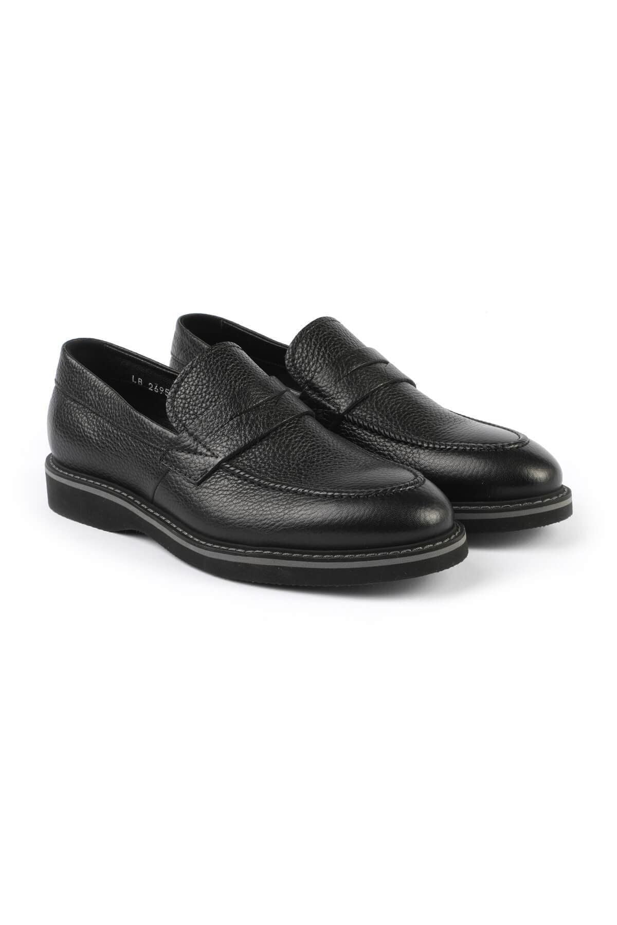2695 Black Genuine Leather Men's Loafer Shoes - MALLTURK