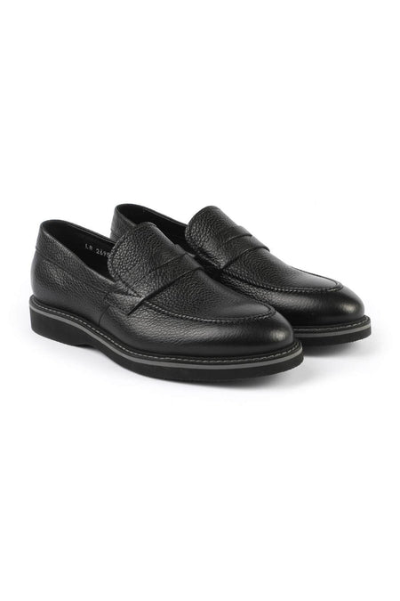 2695 Black Genuine Leather Men's Loafer Shoes - MALLTURK