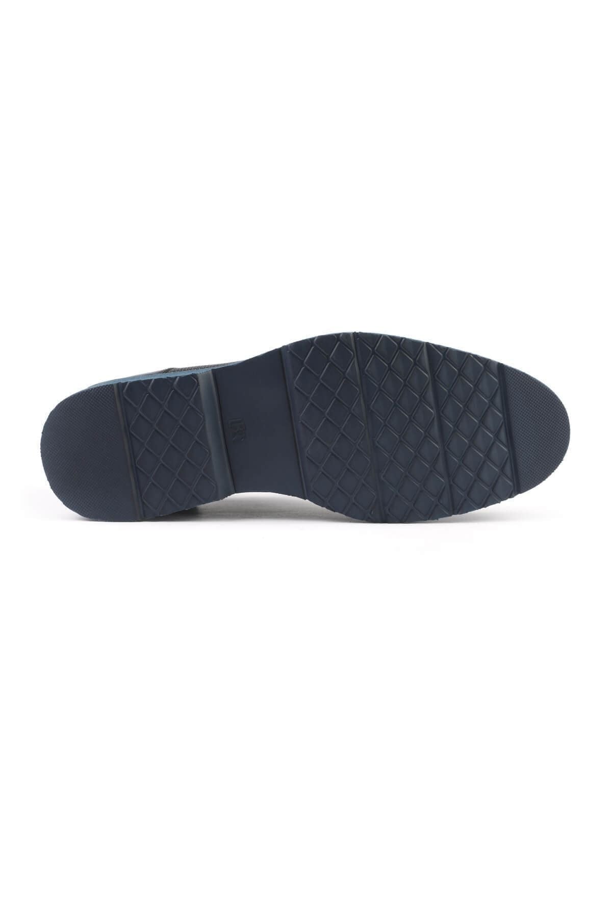 2999 Navy Blue Genuine Leather Men's Lace-up Casual Shoes - MALLTURK