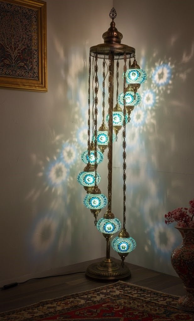Turkish Mosaic Floor Lamp – 9 Globe - MALLTURK