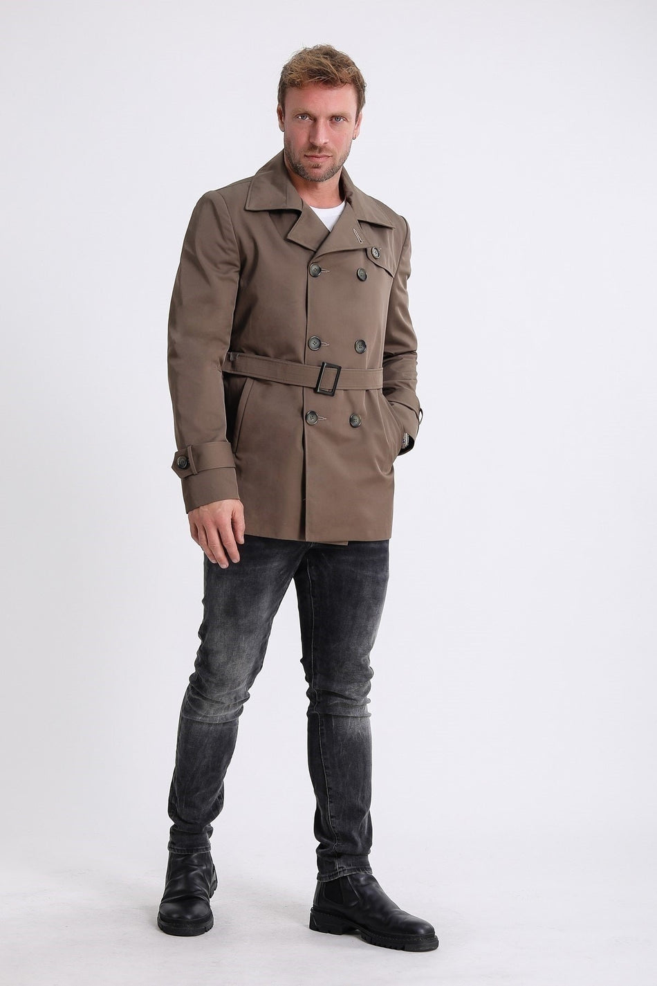 Gabardina de fibra castanha Leather Club
