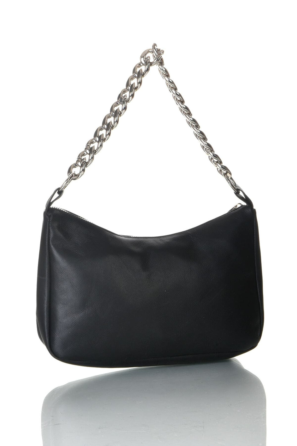 Fubileather Genuine Leather Women's Black Baguette Bag